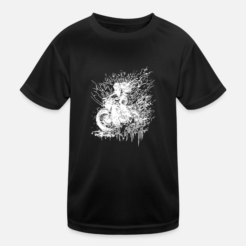 Motorradfahrerin Bikerin Geländefahrt Splash Kinder Funktions-T-Shirt