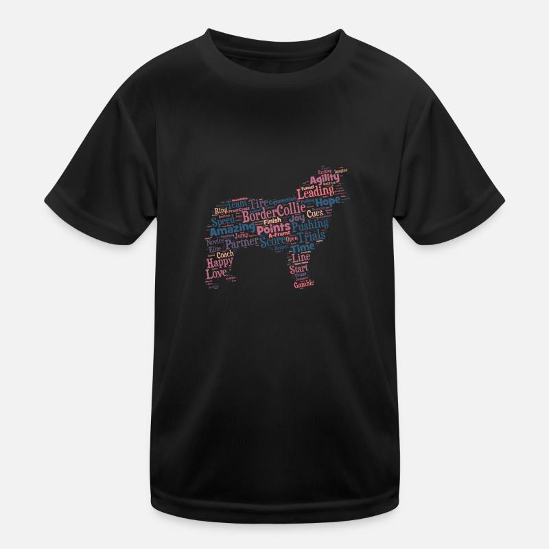 Agility Border Collie Wordcloud engl Kinder Funktions-T-Shirt