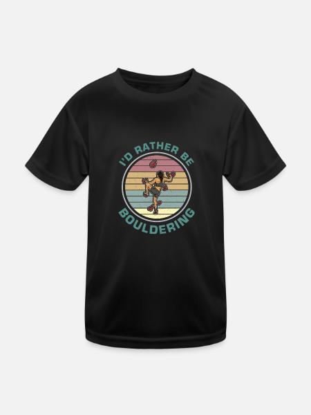 Bouldern Klettern Sportarten Turnhalle Wand - Kinder Funktions-T-Shirt - Schwarz - Vorne
