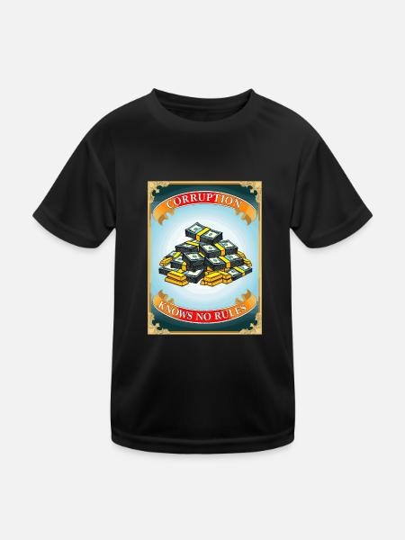 Corruption knows no rules - Kids Functional T-Shirt - black - Front