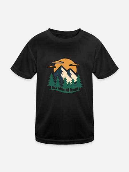Evergreen Mountain Adventure Design - Kids Functional T-Shirt - black - Front