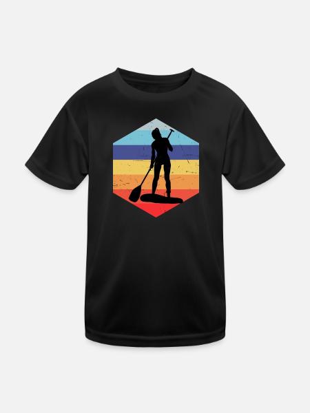Stand up Paddling Board Damen Standup Paddling - Kinder Funktions-T-Shirt - Schwarz - Vorne