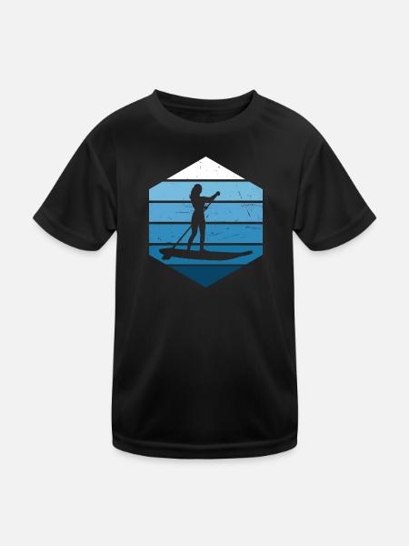 Standup Paddleboard Standup Paddling Stand up Padd - Kinder Funktions-T-Shirt - Schwarz - Vorne