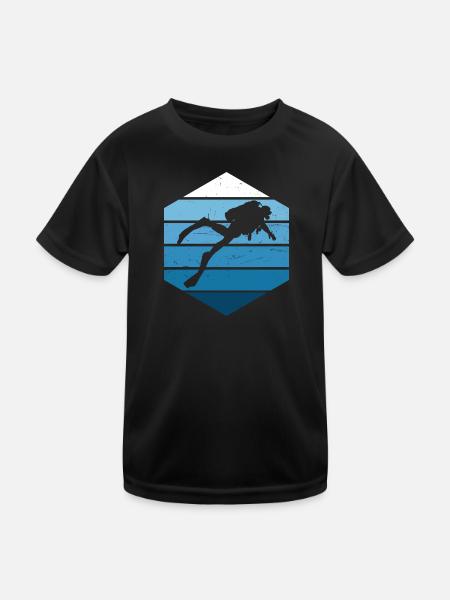 Ladies Scuba Diver Scuba Diving - Kids Functional T-Shirt - black - Front