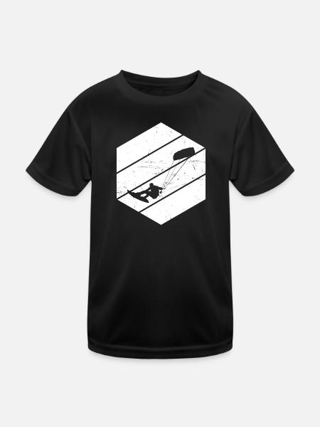 Men's Kitesurfing Kite Kite Women Kitesurfer - Kids Functional T-Shirt - black - Front