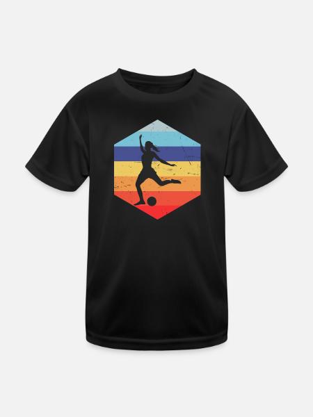 Herren Fussball Damen Fussballer Fussballspieler - Kinder Funktions-T-Shirt - Schwarz - Vorne