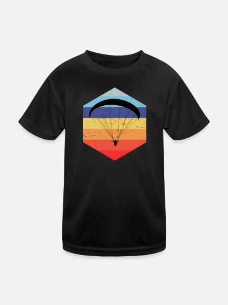 Paraglider Paragliding Gleitschirmfliegen - Kinder Funktions-T-Shirt - Schwarz - Vorne