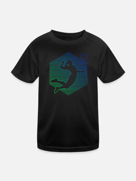 Volleyballspieler Volleyballspielen Damen - Kinder Funktions-T-Shirt - Schwarz - Vorne