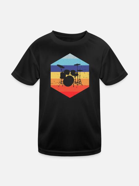 Percussionniste Batteur Hommes Batterie - T-shirt sport Enfant - noir - Devant