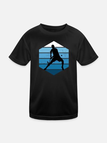 Unihockey Hockey Unihockeyspielen Damen Innebandy - Kinder Funktions-T-Shirt - Schwarz - Vorne