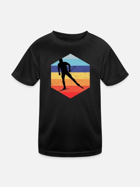 Cross-country skiing Classic Cross-country skiing Classic Cross-country skiing Skati - Kids Functional T-Shirt - black - Front