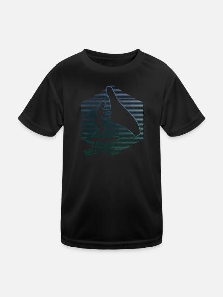 wingsurf wingfoil hydrofoil Women foilwing - Kids Functional T-Shirt - black - Front