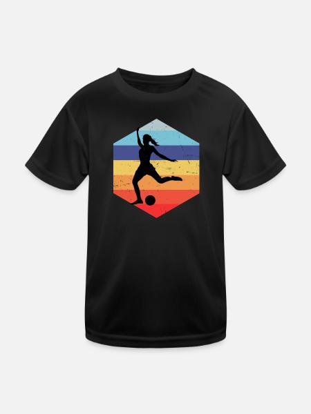 Women's Football Playing Men's Football Soccer - Kids Functional T-Shirt - black - Front