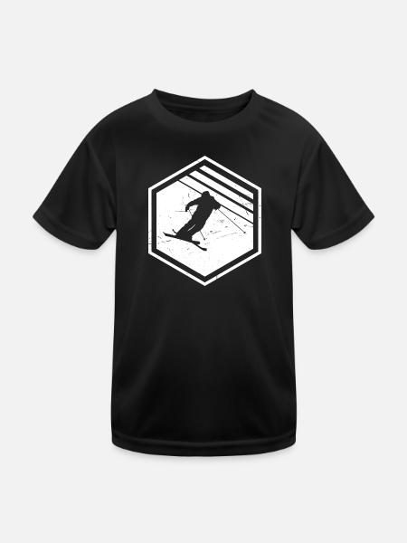Ski Jumping Herren Freestyle Ski Slopestyle - Kinder Funktions-T-Shirt - Schwarz - Vorne