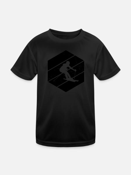 Ski Femmes Ski Freestyle Skieur Cascade - T-shirt sport Enfant - noir - Devant