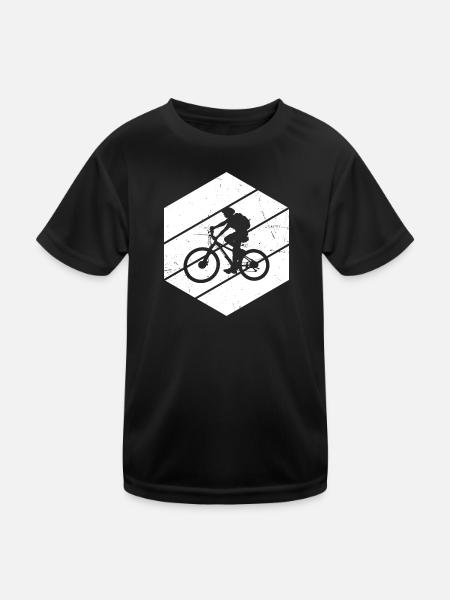 Men's MTB Women's Cyclist Mountain Bike - Kids Functional T-Shirt - black - Front