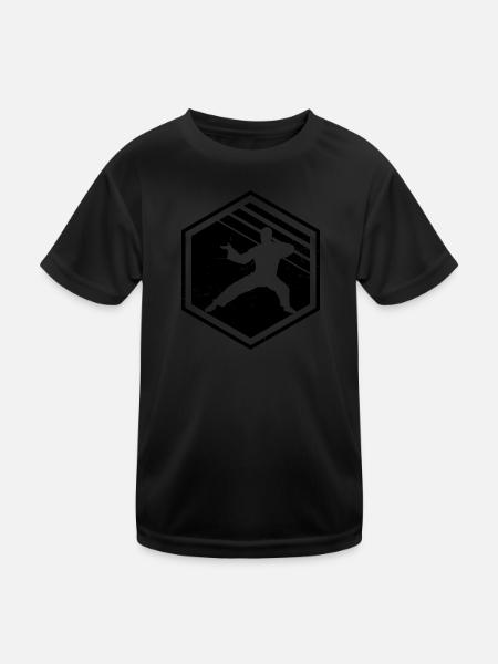 Arts Martiaux Kungfu Hommes Wushu Femmes Kung Fu - T-shirt sport Enfant - noir - Devant