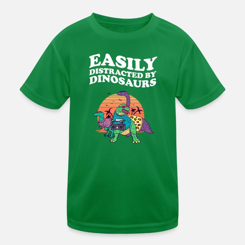 Easily Distracted By Dinosaurs Dinosaurier Dino Kinder Funktions-T-Shirt