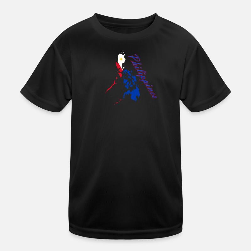 Philippines Flag Map Script - Kids Functional T-Shirt - black