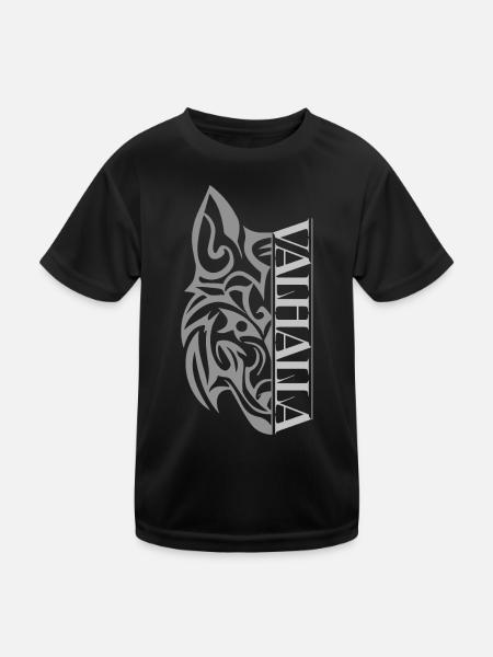 Valhalla Wolf Viking - Kinder Funktions-T-Shirt - Schwarz - Vorne