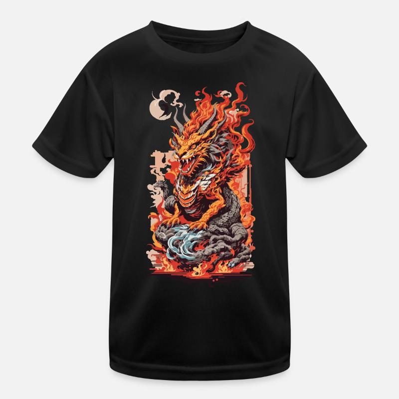 Asiatischer Drache Ukiyo-E Kunststil Ästethik Kinder Funktions-T-Shirt