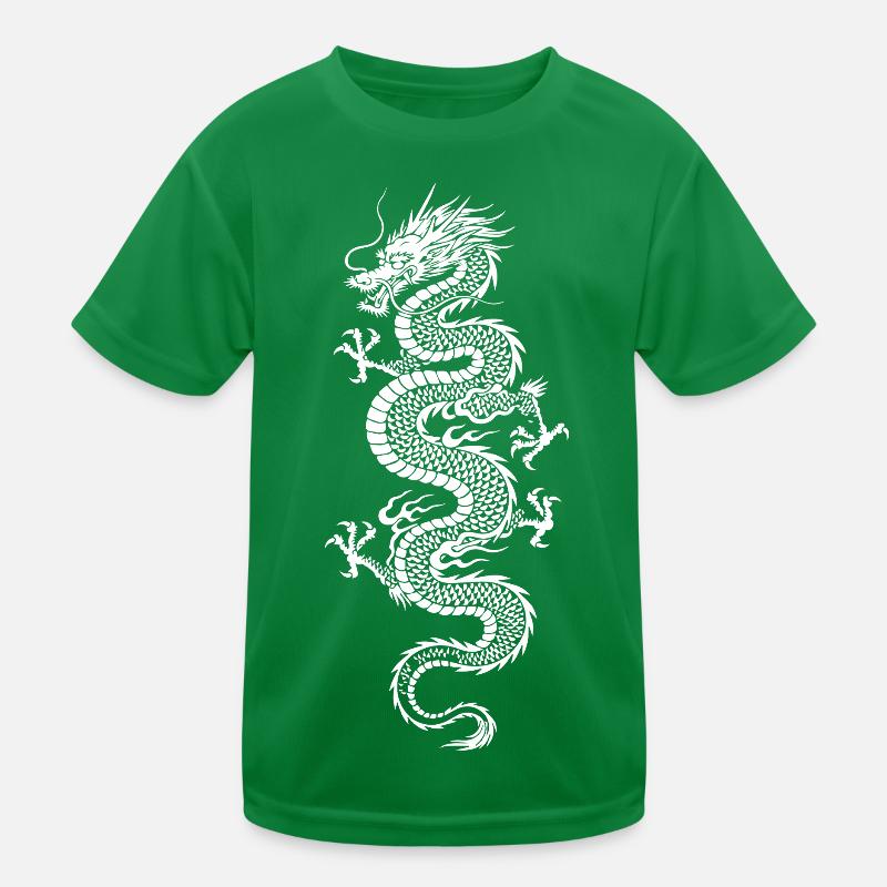 Weiße Drachen-Silhouette Kinder Funktions-T-Shirt
