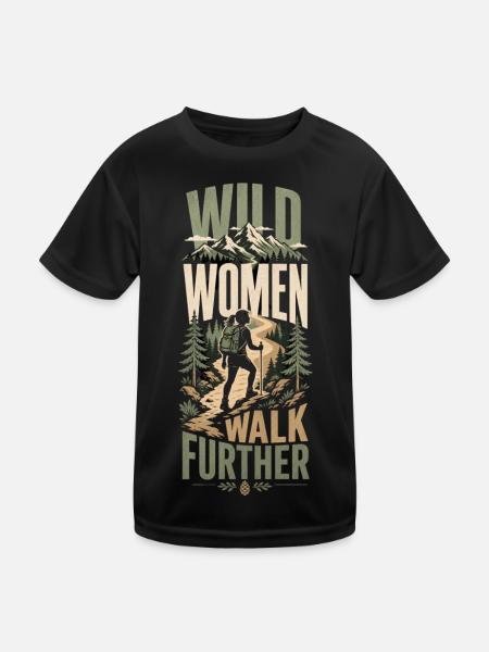 Hiking Women - Kids Functional T-Shirt - black - Front
