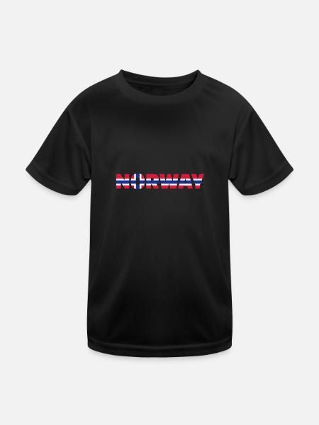 Norwegen - Kinder Funktions-T-Shirt - Schwarz - Vorne