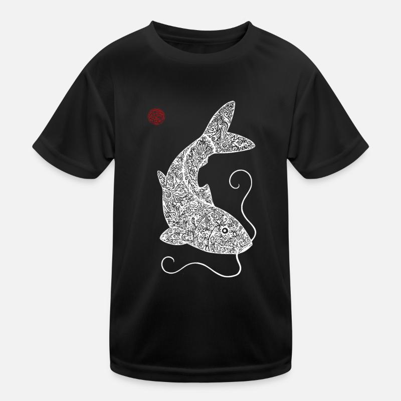 Koi Motif Carpe Blanc T-shirt sport Enfant