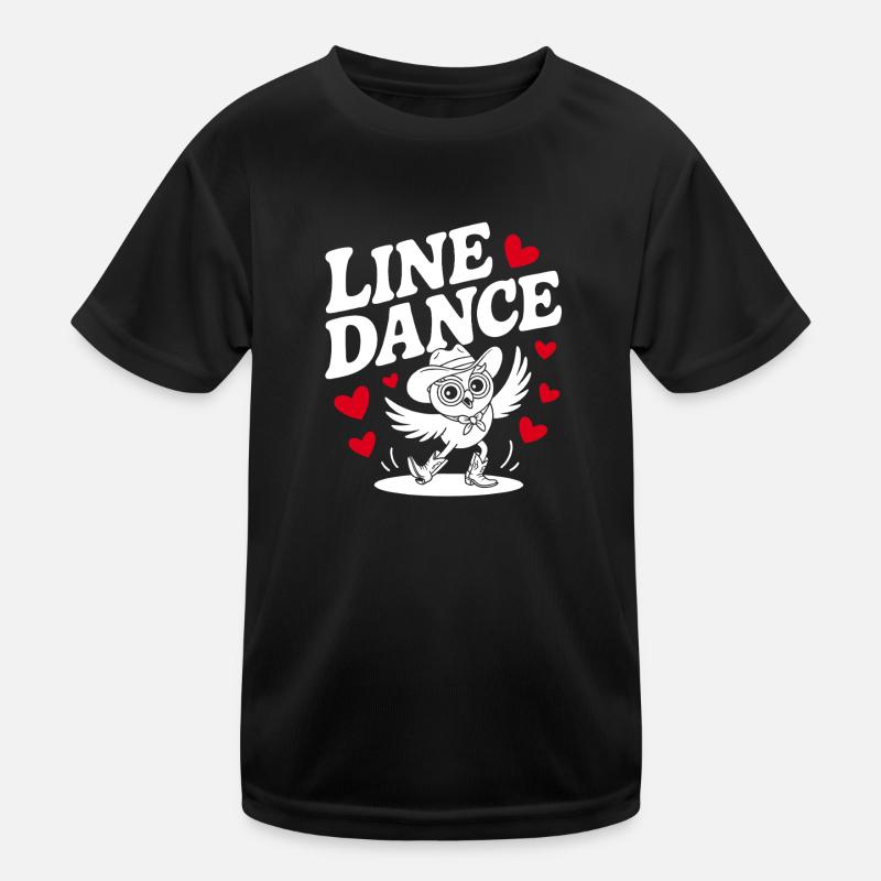Line Dance Eule lustige Eule mit Stetson und Boots Kinder Funktions-T-Shirt
