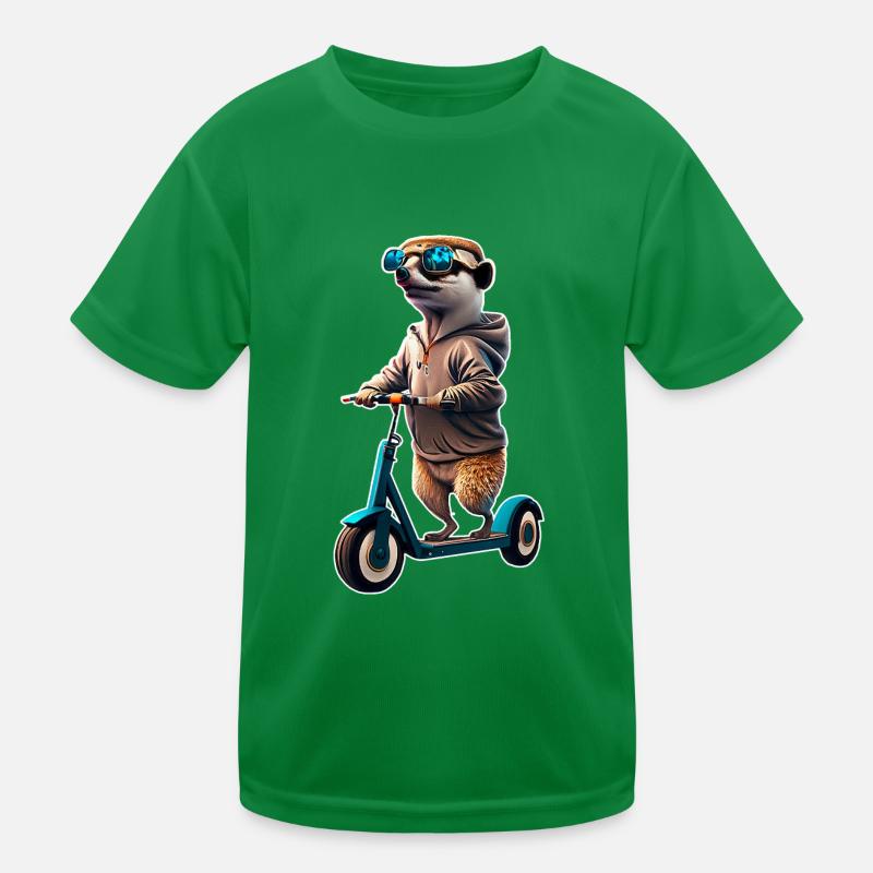 Escooting Erdmännchen Escooter Elektroroller Kinder Funktions-T-Shirt