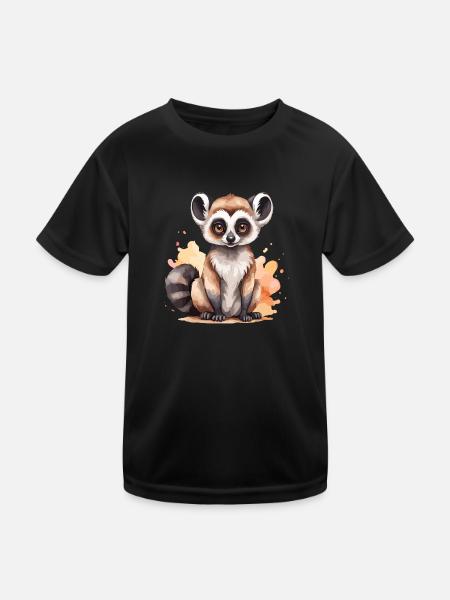 Lemur Cool Cool Madagaskar - Kinder Funktions-T-Shirt - Schwarz