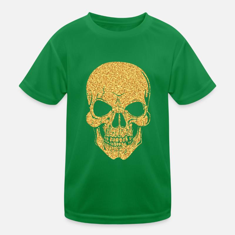 Skull skull bones glitter gold Kids Functional T-Shirt