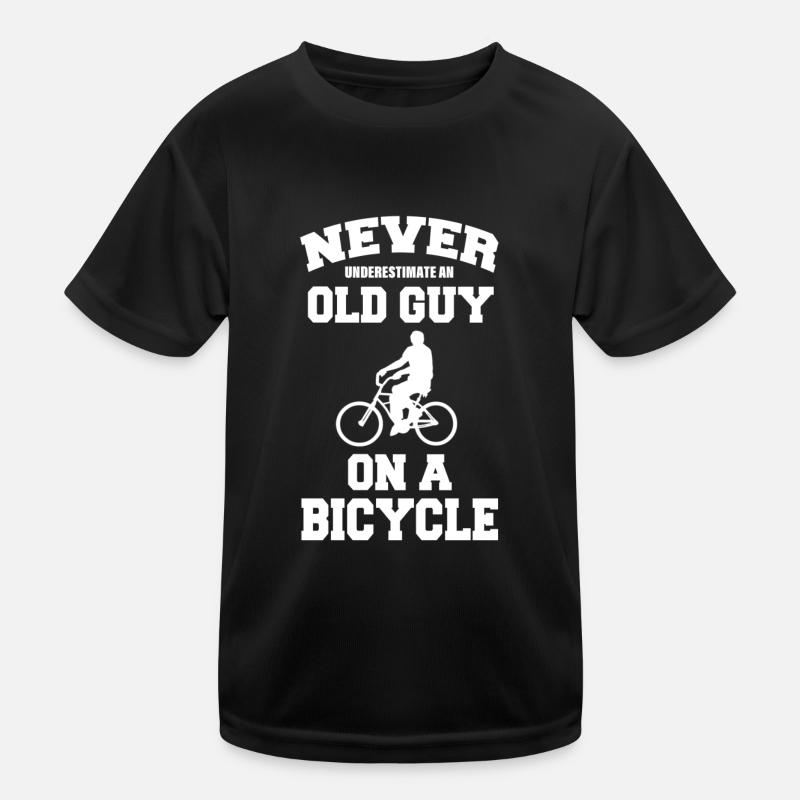 Never Underestimate Old Guy On A Bicycle Kids Functional T-Shirt