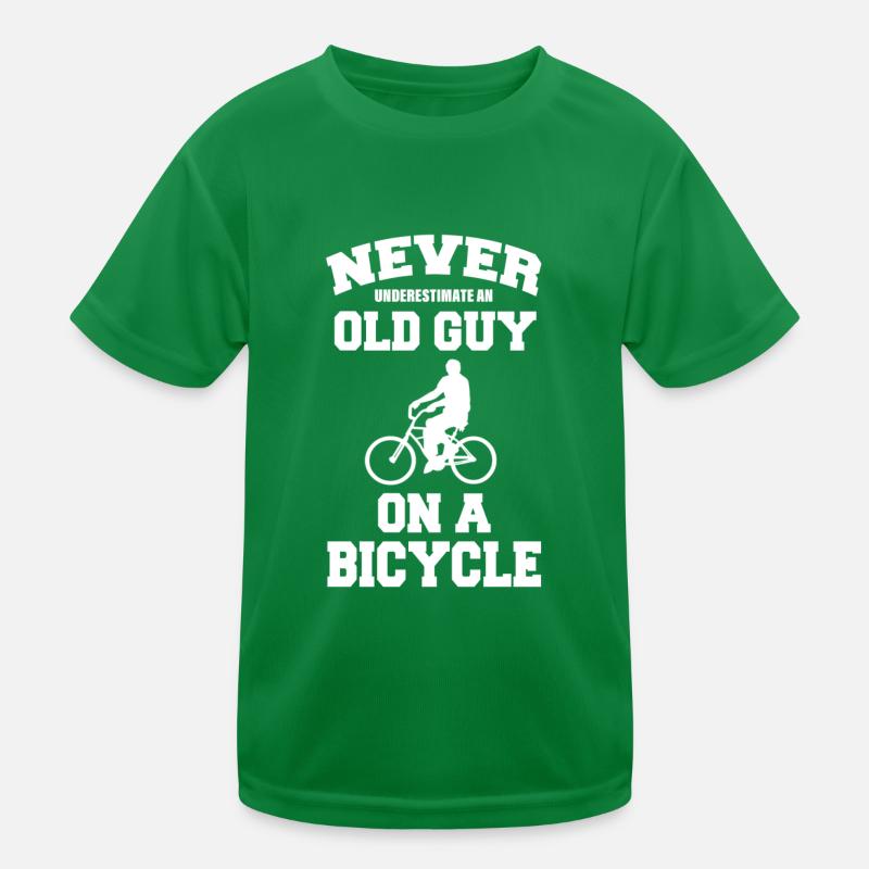 Never Underestimate Old Guy On A Bicycle Kids Functional T-Shirt