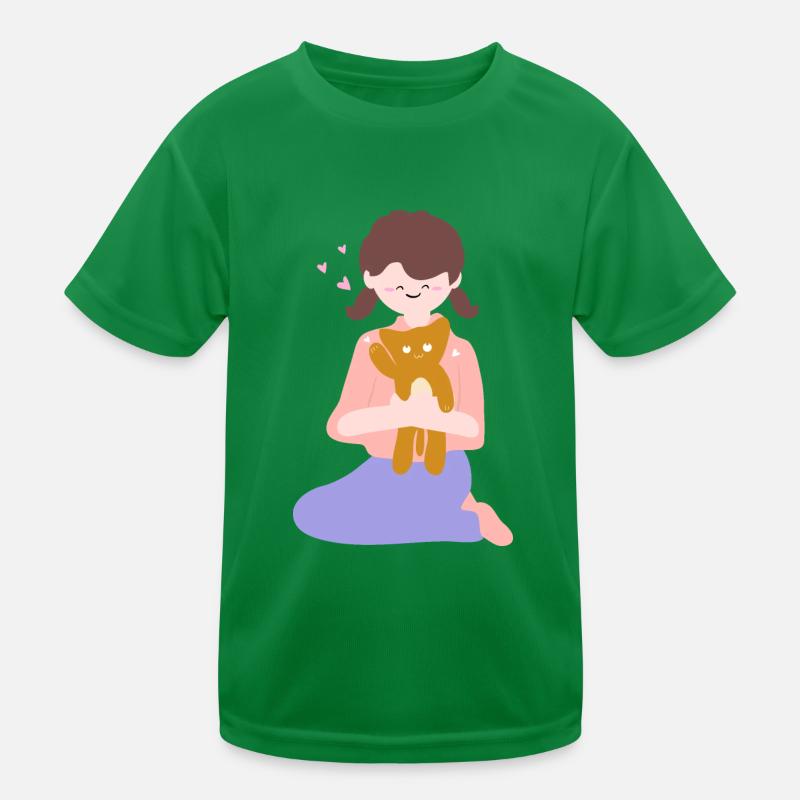 Katze sitzt in menschlicher Handfläche2 Kinder Funktions-T-Shirt