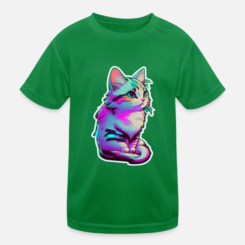 Little kitten Neon lighting - cute cat Kids Functional T-Shirt