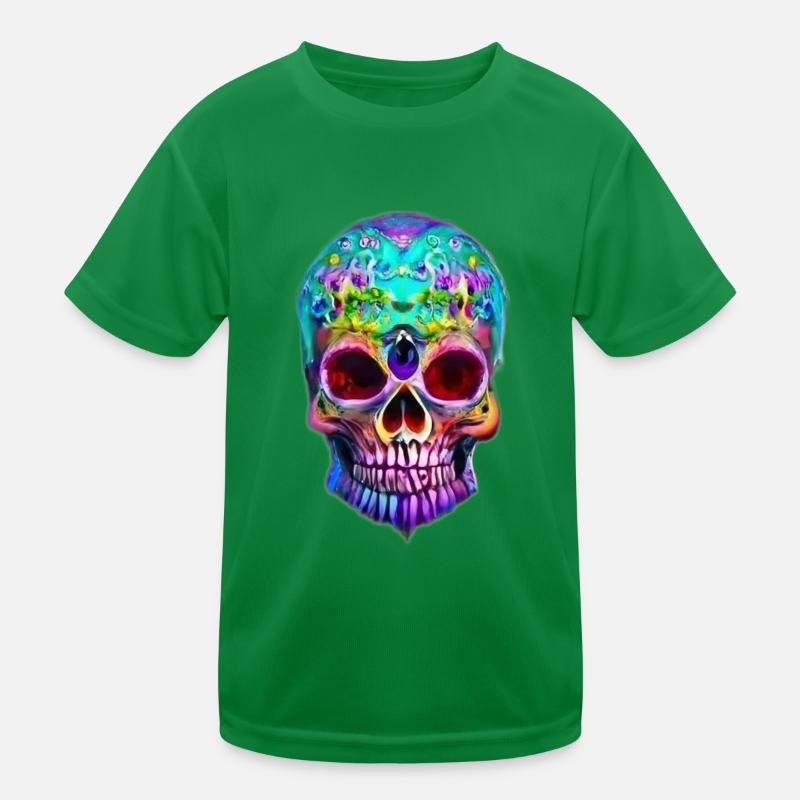 Tête de mort stylisée multicolore T-shirt sport Enfant