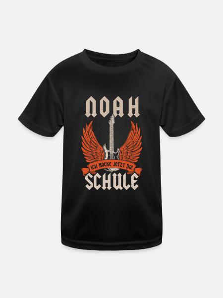 Schulkind Noah Ich Rocke Jetzt Die Einschulung - Kinder Funktions-T-Shirt - Schwarz - Vorne