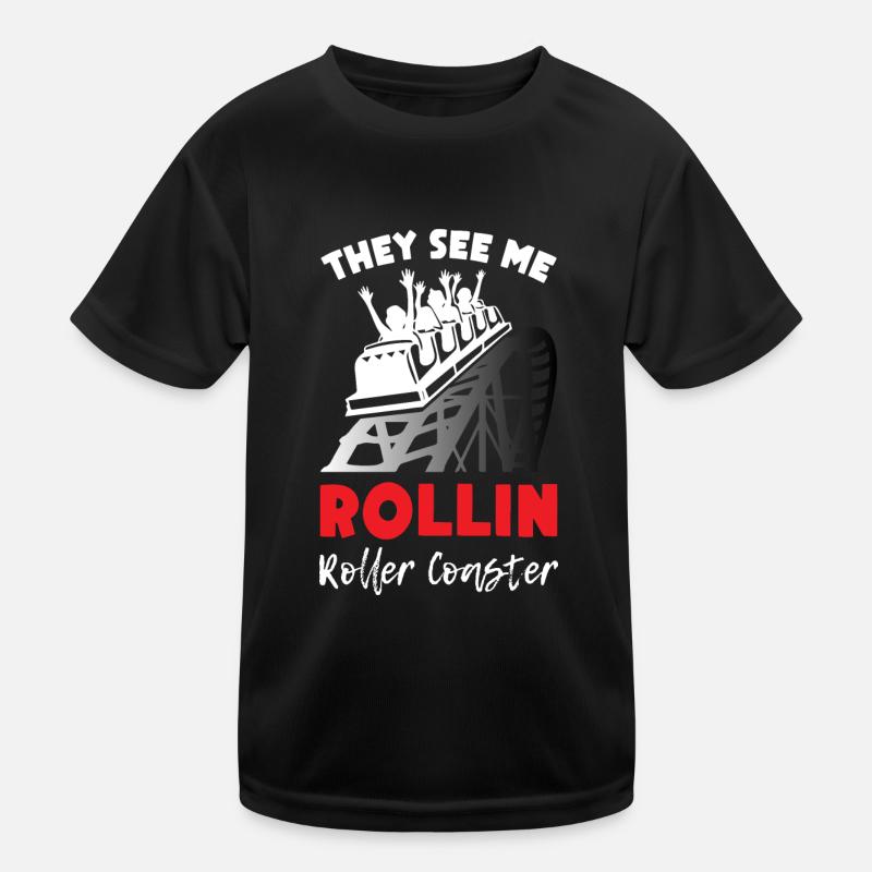 They See me Rollin Roller Coaster - Kids Functional T-Shirt - black