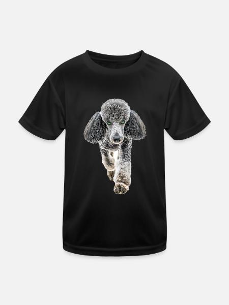 Pudel - Kinder Funktions-T-Shirt - Schwarz - Vorne