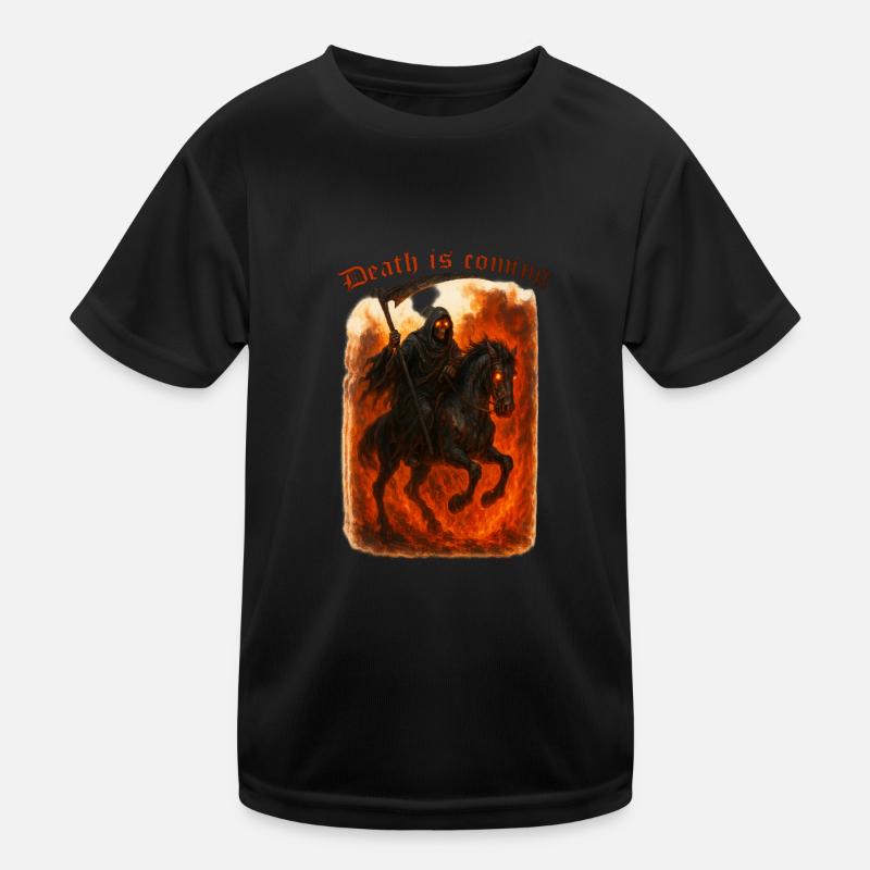 Death is comming - Kinder Funktions-T-Shirt - Schwarz