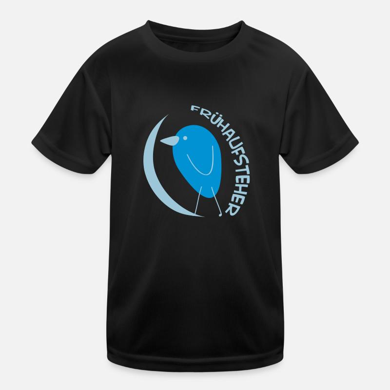 Frühaufsteher (Vogel) - Kinder Funktions-T-Shirt - Schwarz