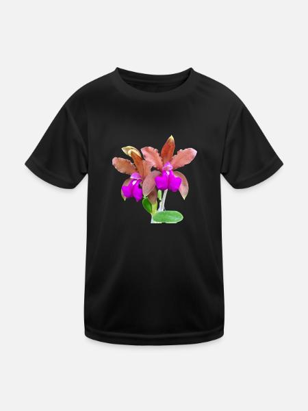 Orchidées Orchidées Hybrides Bronze Blossom Cattleya - T-shirt sport Enfant - noir - Devant