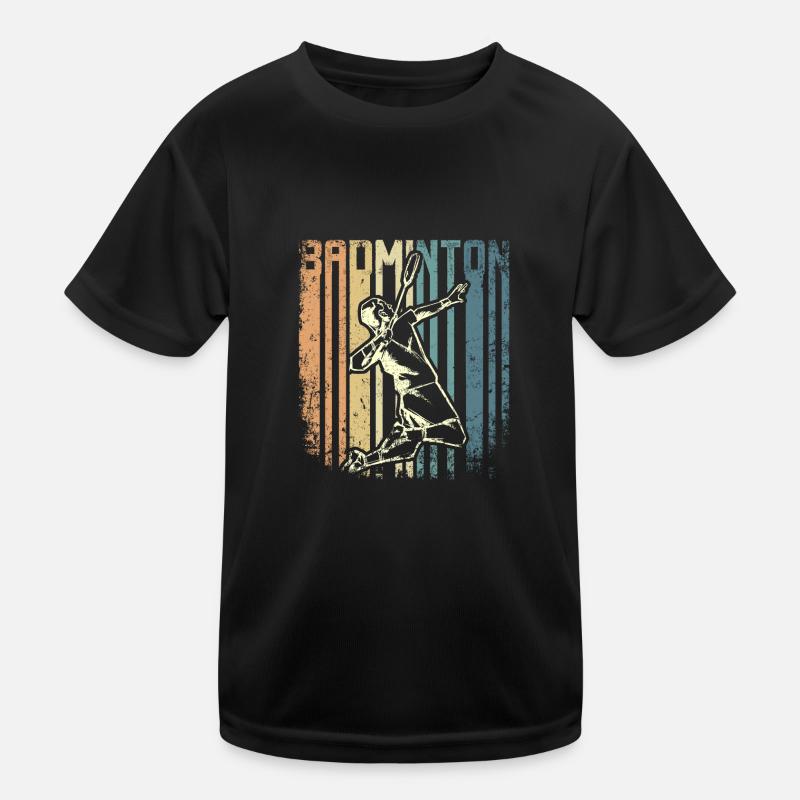 Retro vintage badminton player Kinder Funktions-T-Shirt
