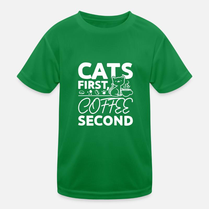 Cats first coffee second Kids Functional T-Shirt
