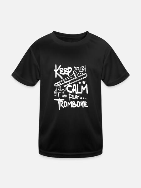 Trombonist Keep calm and play trombone - Kinder Funktions-T-Shirt - Schwarz