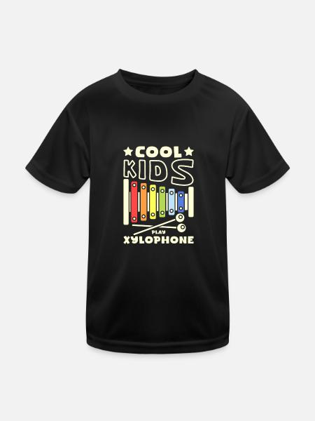 Xylophonist children cool kids play xylophone - Kids Functional T-Shirt - black - Front