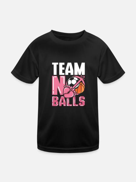 Gender Reveal Team girl team no balls - Kinder Funktions-T-Shirt - Schwarz - Vorne