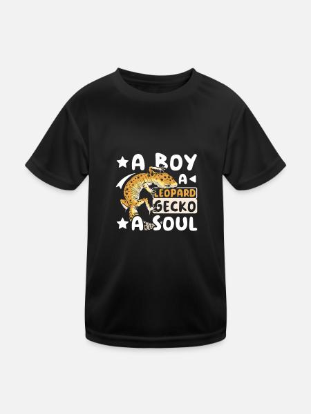 A boy a leopard gecko a soul - Kinder Funktions-T-Shirt - Schwarz - Vorne